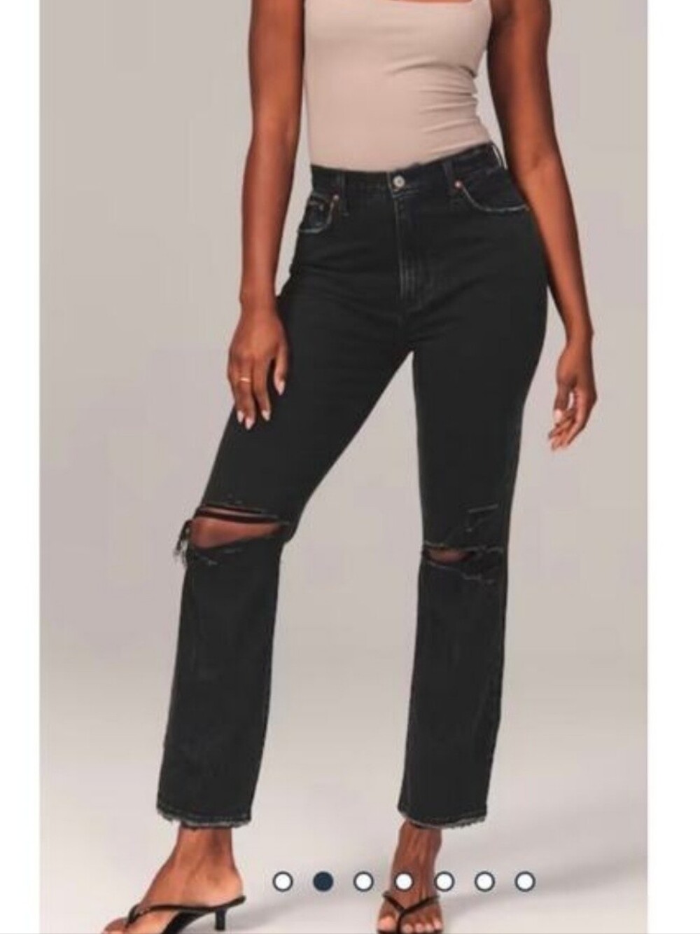 Abercrombie & Fitch Curve Love The Mom High Rise Jeans Black Distressed Size 6
